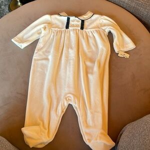 NWT Ralph Lauren tartan plaid ruffle, plush one Piece sleeper: cotton collar